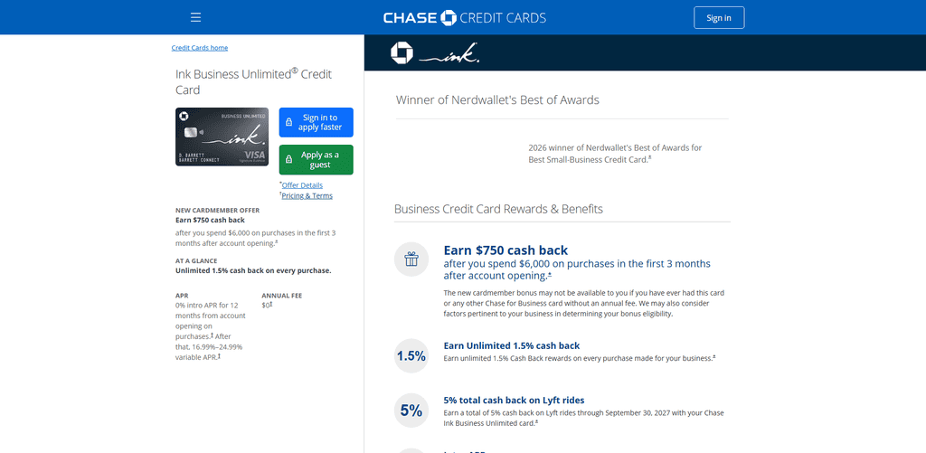Ink Business Unlimited® Credit Card