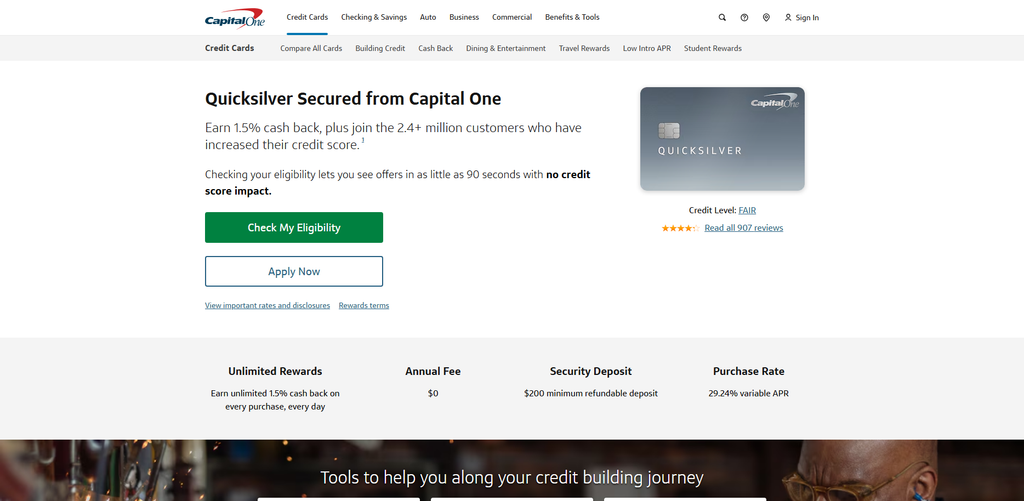 Capital One Quicksilver Secured Cash Rewards Credit Card