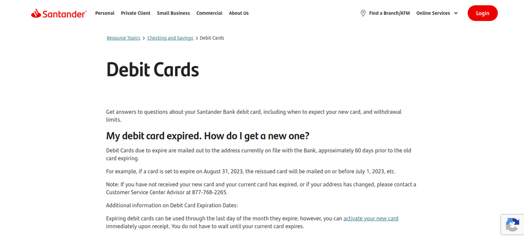 Debit Card from Santander